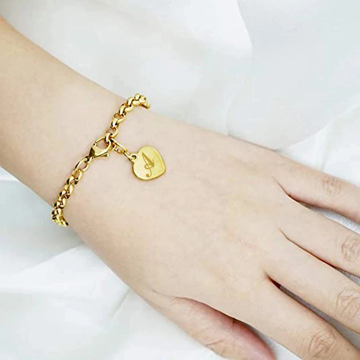 Heart Initial Charm Bracelet