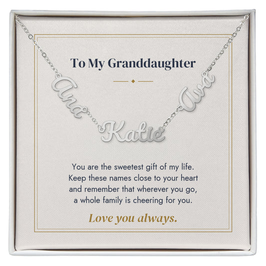To My Granddaughter Name Necklace | Always Cheering For You
