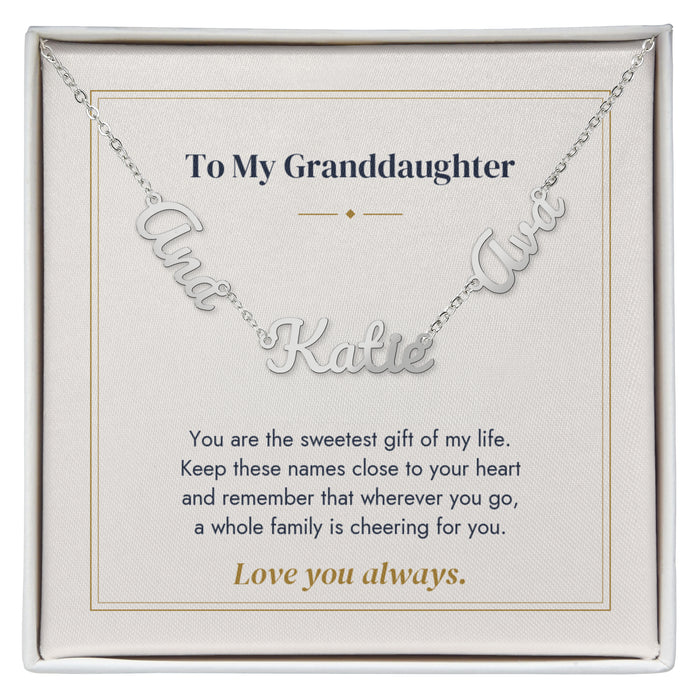 To My Granddaughter Name Necklace | Always Cheering For You
