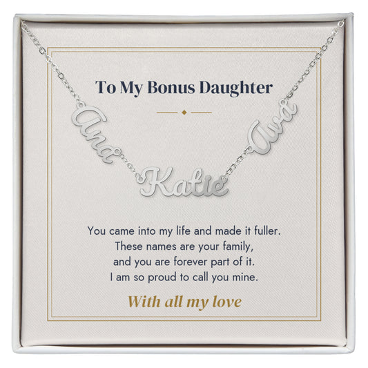 To My Bonus Daughter Name Necklace | Forever Family