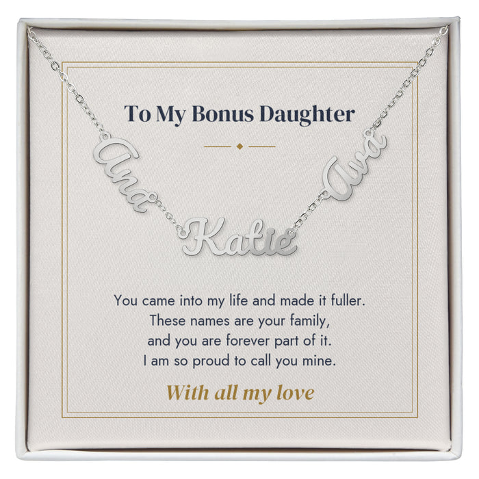 To My Bonus Daughter Name Necklace | Forever Family