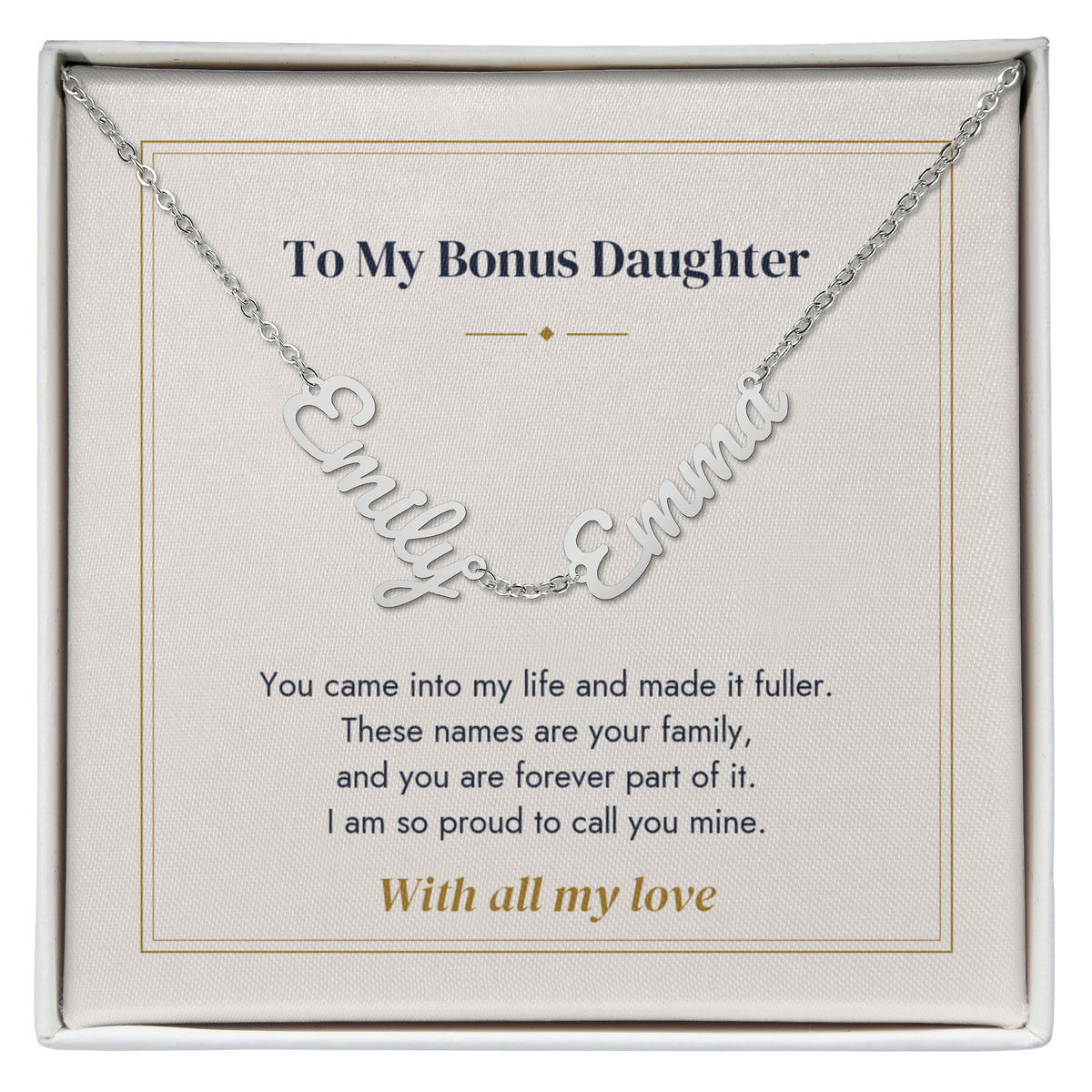 To My Bonus Daughter Name Necklace | Forever Family