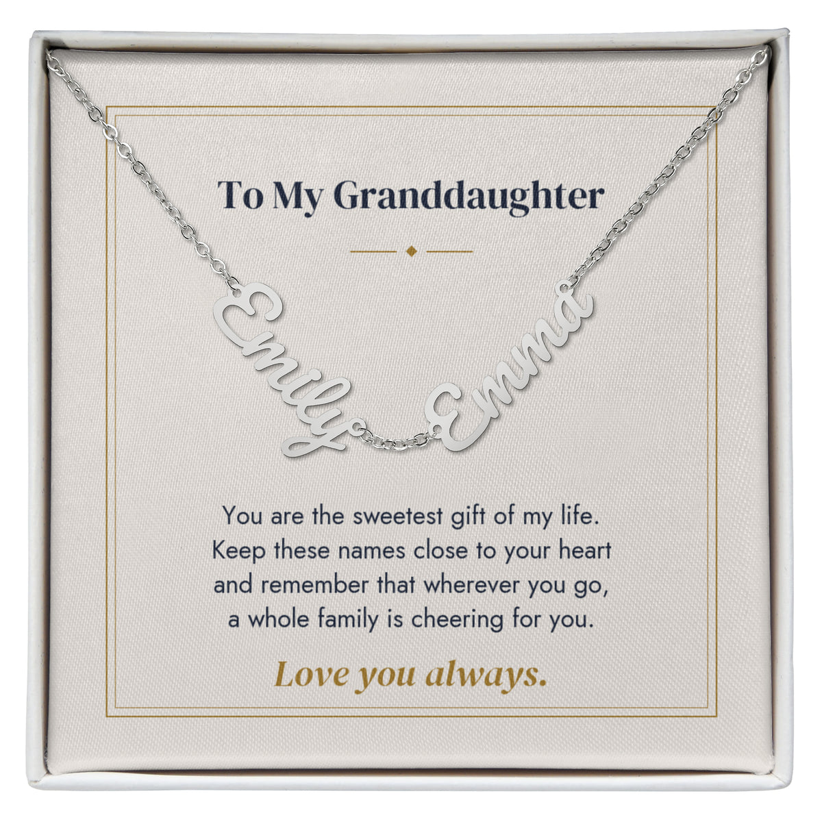 To My Granddaughter Name Necklace | Always Cheering For You